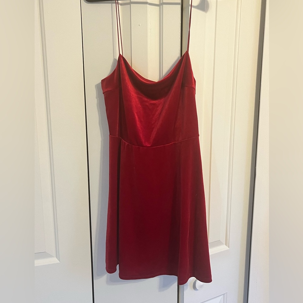 Urban Outfitters Red Velvet Mini Dress- Large